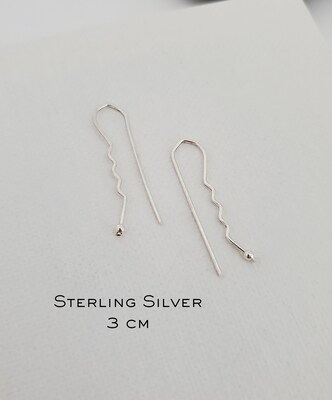 OUCH Hair Pin Grunge Chic Threader Earrings, Minimalist Hammered Earrings, Lightweight Threaders, Delicate Earrings, Gold Threader Earrings - image6